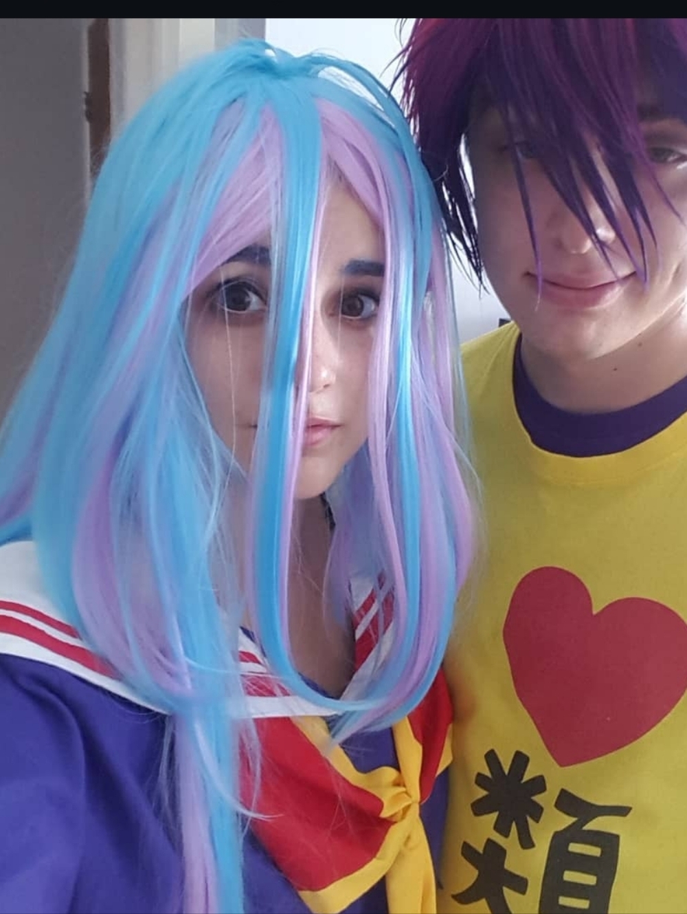 Long blue and purple wig